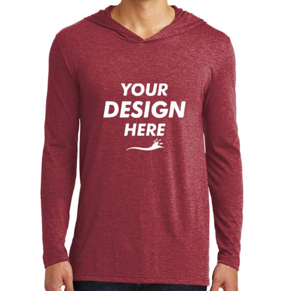 District Perfect Tri ® Long Sleeve Hoodie, Red Frost, Front view, Mockup