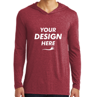 District Perfect Tri ® Long Sleeve Hoodie, Red Frost, Front view, Mockup