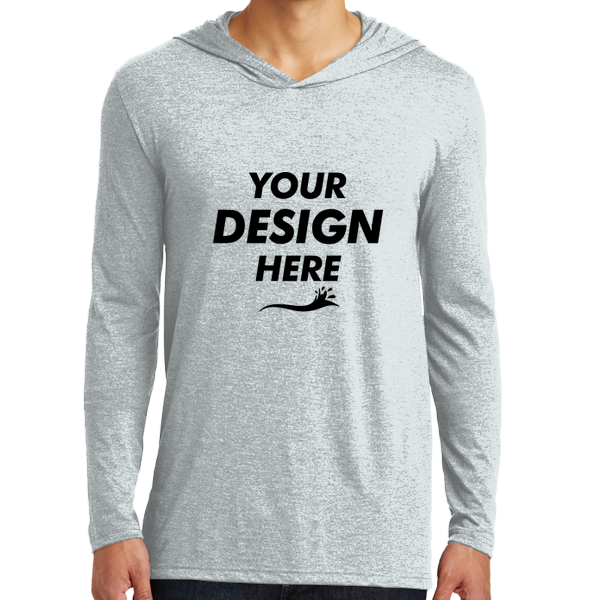 District Perfect Tri ® Long Sleeve Hoodie, White, Front view, Mockup
