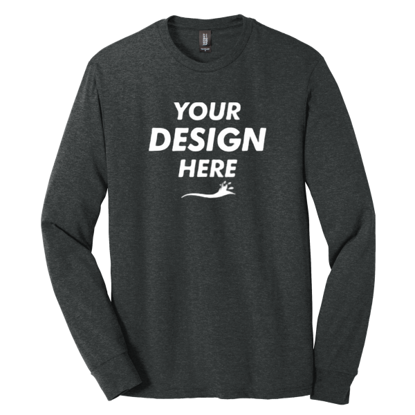 District Perfect Tri ® Long Sleeve Tee, Black Frost, Front view, Mockup