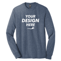 District Perfect Tri ® Long Sleeve Tee, Navy Frost, Front view, Mockup
