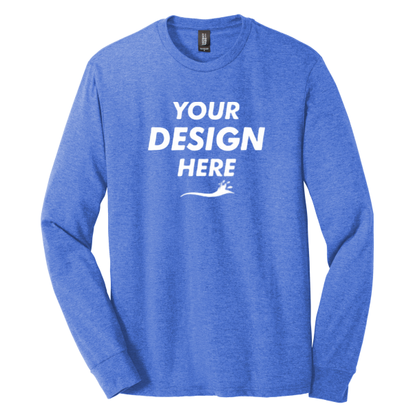 District Perfect Tri ® Long Sleeve Tee, Royal Frost, Front view, Mockup