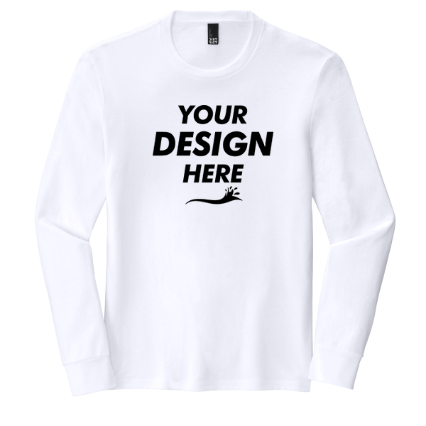 District Perfect Tri ® Long Sleeve Tee, White, Front view, Mockup