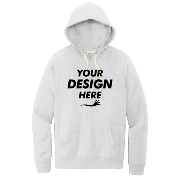 District Re Fleece Hoodie, Ash, Front view, Mockup