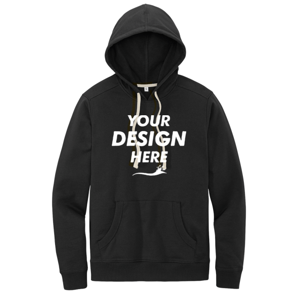 District Re Fleece Hoodie, Black, Front view, Mockup