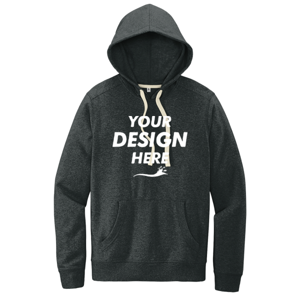 District Re Fleece Hoodie, Charcoal Heather, Front view, Mockup