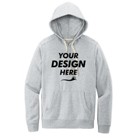 District Re Fleece Hoodie, Light Heather Grey, Front view, Mockup