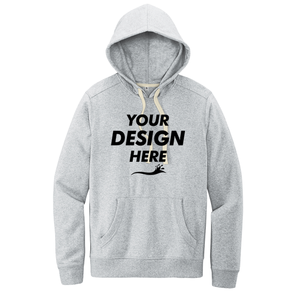 District Re Fleece Hoodie, Light Heather Grey, Front view, Mockup