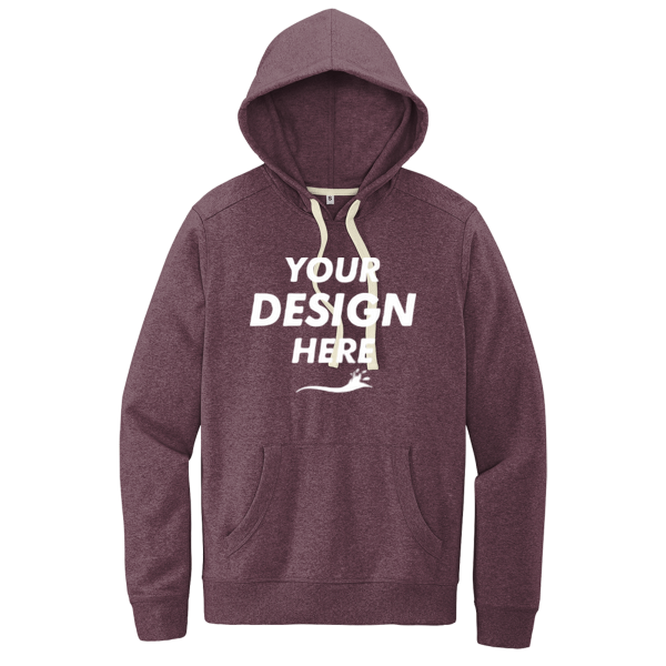 District Re Fleece Hoodie, Maroon Heather, Front view, Mockup