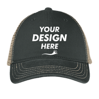 District Super Soft Mesh Back Cap, Black / Khaki, Front view, Mockup