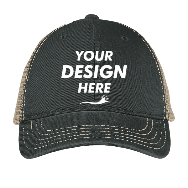 District Super Soft Mesh Back Cap, Black / Khaki, Front view, Mockup