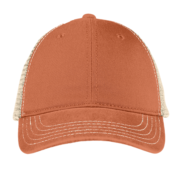 District Super Soft Mesh Back Cap, Burnt Orange / Stone, Front view