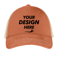 District Super Soft Mesh Back Cap, Burnt Orange / Stone, Front view, Mockup