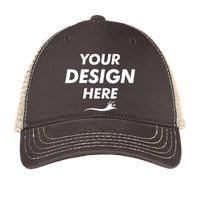 District Super Soft Mesh Back Cap, Chocolate Brown / Stone, Front view, Mockup