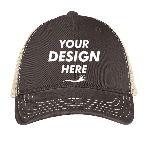 District Super Soft Mesh Back Cap, Chocolate Brown / Stone, Front view, Mockup