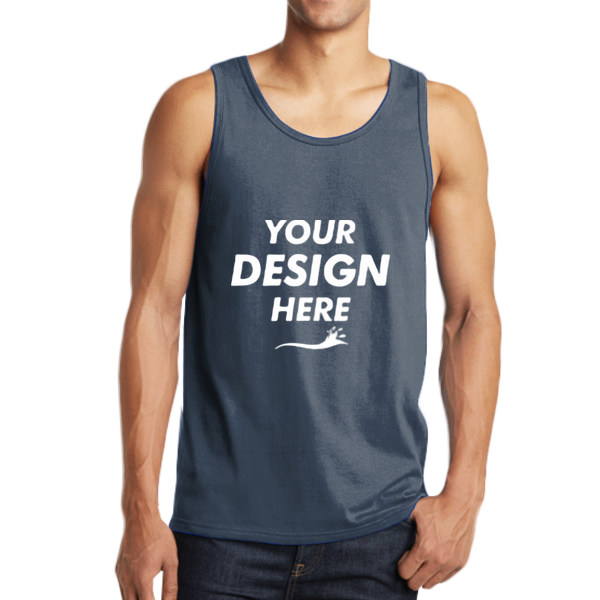 District The Concert Tank ®, Heathered Navy, Front view, Mockup