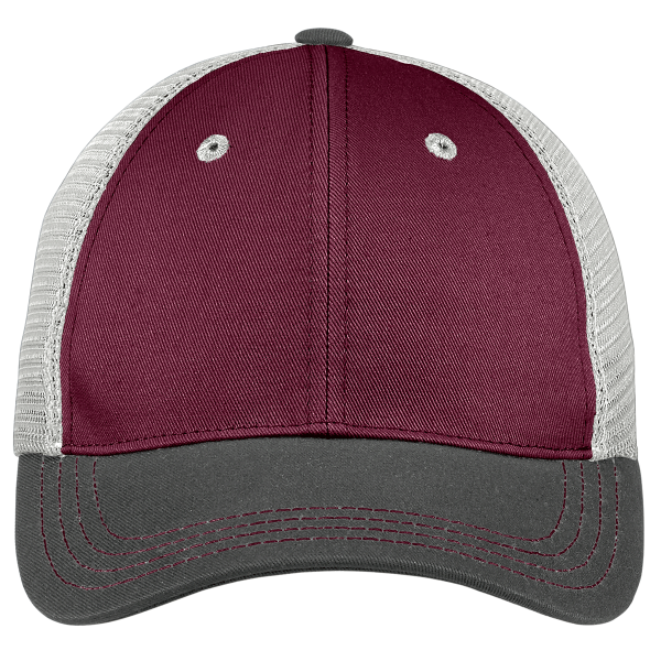 District Tri Tone Mesh Back Cap, Maroon / Charcoal / Grey, Headwear Front view