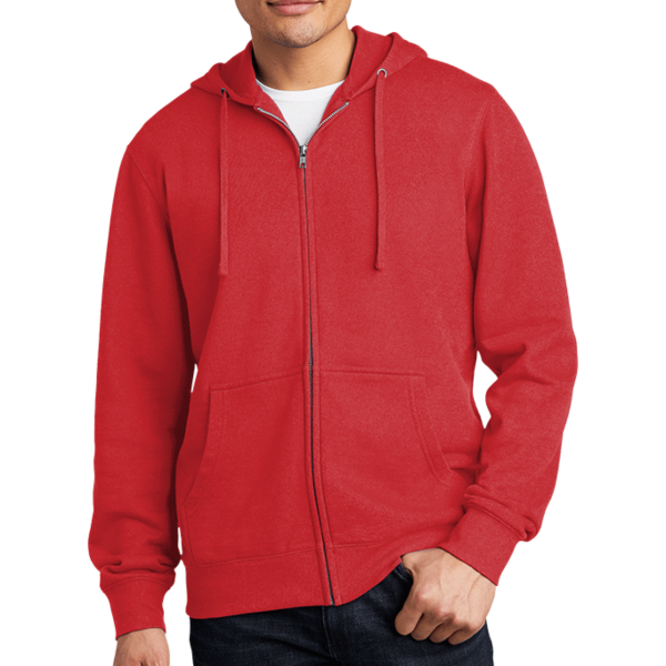 District V.I.T. Fleece Full Zip Hoodie, Classic Red, Front view