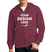 District V.I.T. Fleece Full Zip Hoodie, Plum, Front view, Mockup