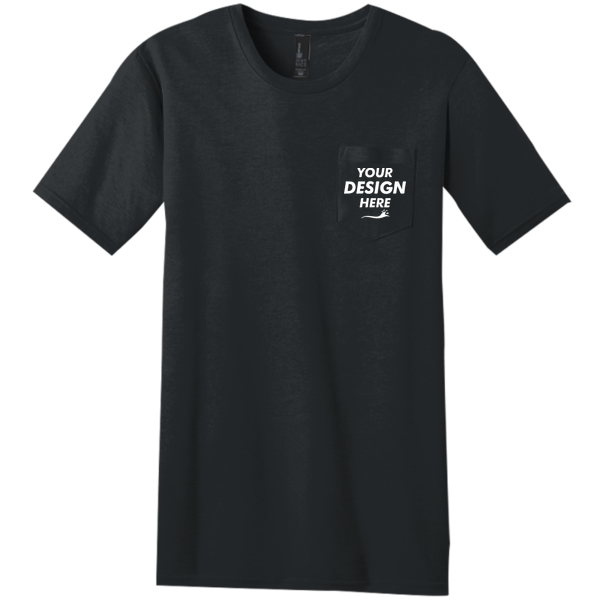 District Very Important Tee ® with Pocket, Black, Front view, Mockup