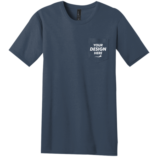 District Very Important Tee ® with Pocket, Heathered Navy, Front view, Mockup