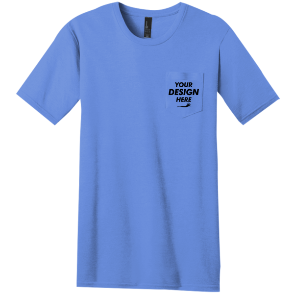District Very Important Tee ® with Pocket, Heathered Royal, Front view, Mockup