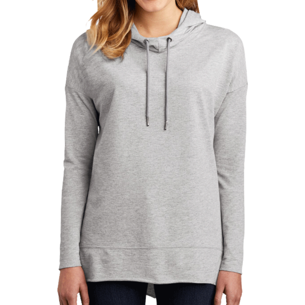 District Women's Featherweight French Terry Hoodie, Light Heather Grey, Front view