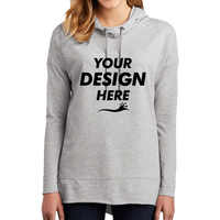 District Women's Featherweight French Terry Hoodie, Light Heather Grey, Front view, Mockup