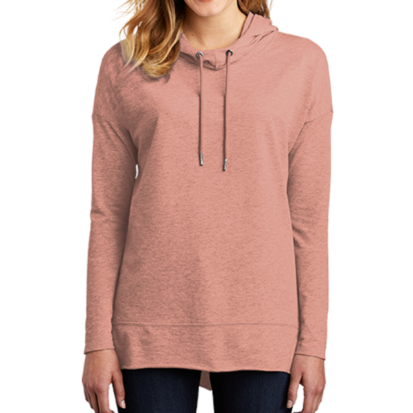 District Women's Featherweight French Terry Hoodie, Nostalgia Rose Heather, Front view