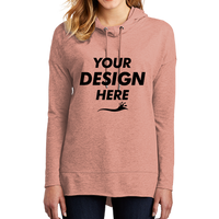 District Women's Featherweight French Terry Hoodie, Nostalgia Rose Heather, Front view, Mockup