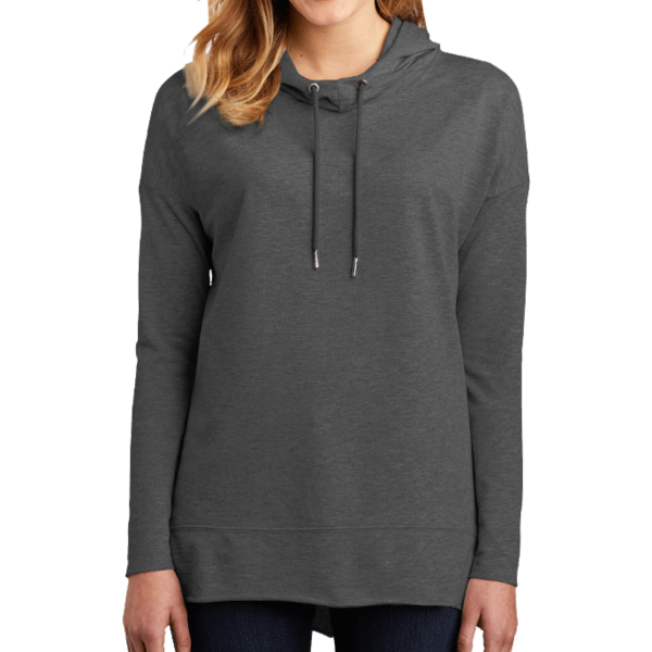 District Women's Featherweight French Terry Hoodie, Washed Coal, Front view