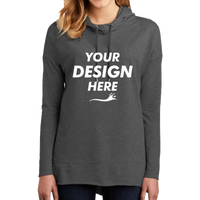 District Women's Featherweight French Terry Hoodie, Washed Coal, Front view, Mockup