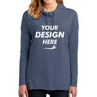 District Women's Featherweight French Terry Hoodie, Washed Indigo, Front view, Mockup