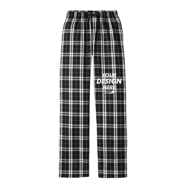 District Women's Flannel Plaid Pant, Black / Black, Front view, Mockup