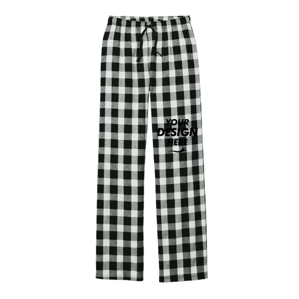 District Women's Flannel Plaid Pant, Black / White Buffalo Check, Front view, Mockup