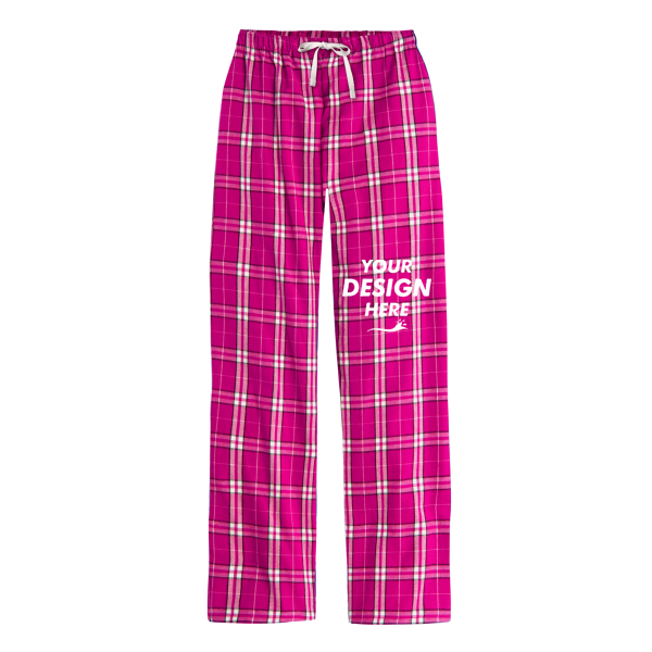 District Women's Flannel Plaid Pant, Dark Fuchsia / Dark Fuchsia, Front view, Mockup