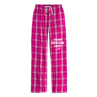 District Women's Flannel Plaid Pant, Dark Fuchsia / Dark Fuchsia, Front view, Mockup