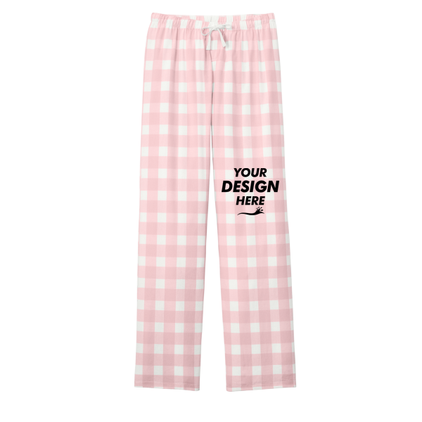 District Women's Flannel Plaid Pant, Light Pink / White Buffalo Check, Front view, Mockup