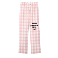District Women's Flannel Plaid Pant, Light Pink / White Buffalo Check, Front view, Mockup