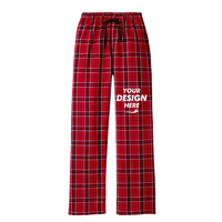 District Women's Flannel Plaid Pant, New Red / New Red, Front view, Mockup
