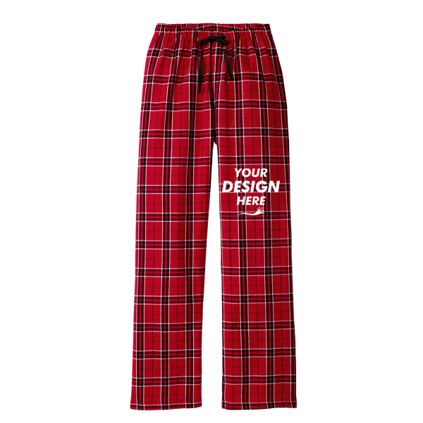 District Women's Flannel Plaid Pant, New Red / New Red, Front view, Mockup