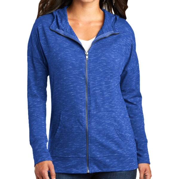 District Women's Medal Full Zip Hoodie, Deep Royal, Front view