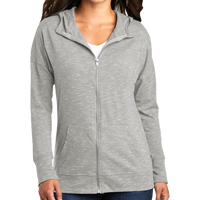 District Women's Medal Full Zip Hoodie, Light Grey, Front view