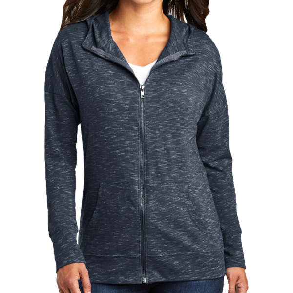 District Women's Medal Full Zip Hoodie, New Navy, Front view