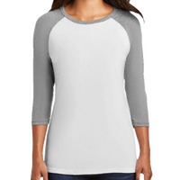District Women's Perfect Tri ® 3/4 Sleeve Raglan, Grey Frost / White, Front view