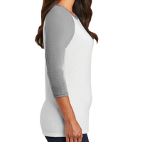 District Women's Perfect Tri ® 3/4 Sleeve Raglan, Grey Frost / White, Right Sleeve view