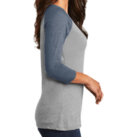 District Women's Perfect Tri ® 3/4 Sleeve Raglan, Navy Frost / Grey Frost, Right Sleeve view
