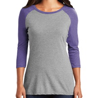 District Women's Perfect Tri ® 3/4 Sleeve Raglan, Purple Frost / Grey Frost, Front view