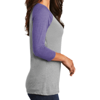 District Women's Perfect Tri ® 3/4 Sleeve Raglan, Purple Frost / Grey Frost, Right Sleeve view