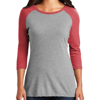 District Women's Perfect Tri ® 3/4 Sleeve Raglan, Red Frost / Grey Frost, Front view